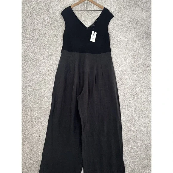 TED BAKER Tabbiaa Off The Shoulder Linen Blend Wide Leg Jumpsuit Size 6 XL/14 - Picture 3 of 16